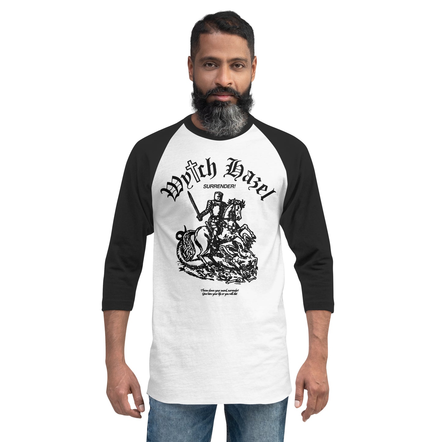 'Surrender' 3/4 sleeve Raglan baseball T-shirt (unisex)